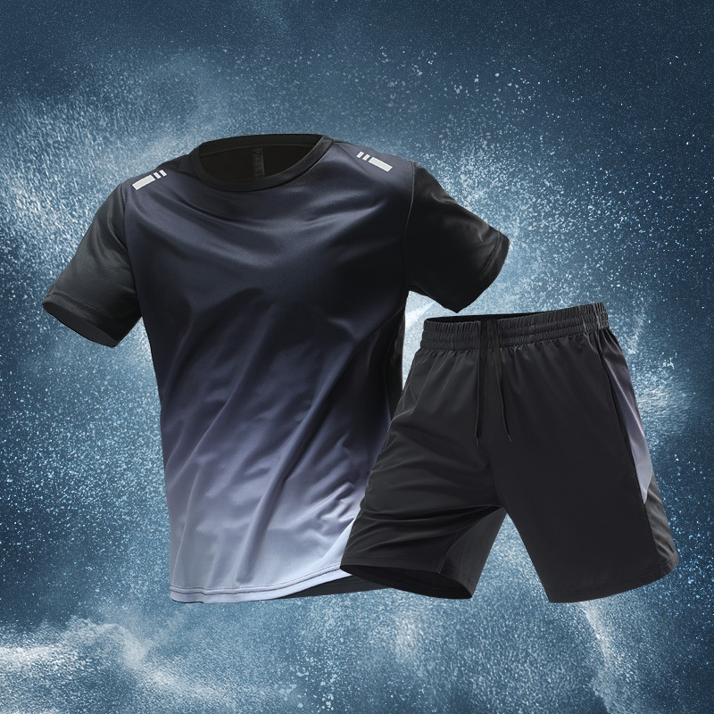 KAMB desain asli set 2 bagian unisex setelan kaos olahraga  futsal/t shirt running