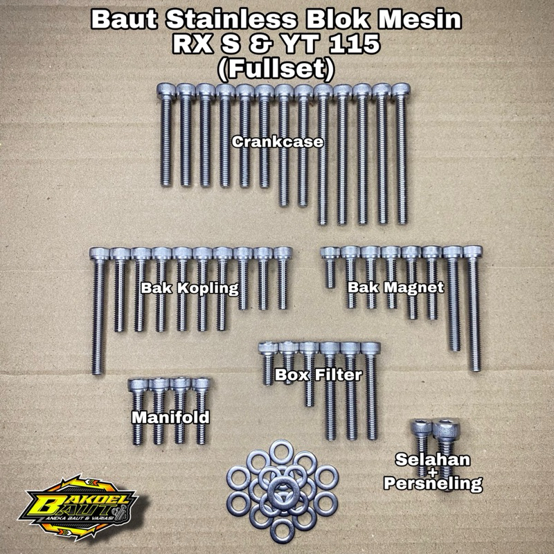 Jual Baut Blok Mesin YAMAHA RXS RX Special & YT 115 Fullset Baut L ...