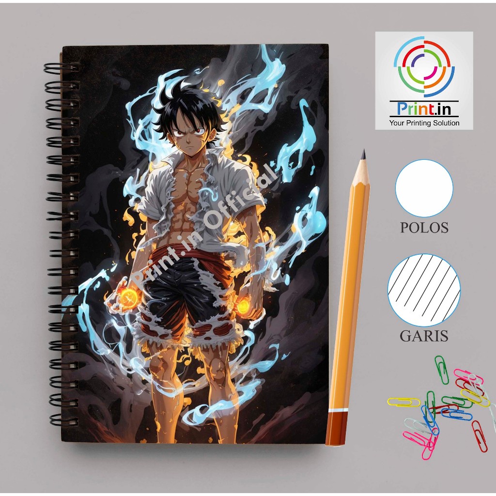 Jual Notebook Spiral Luffy Gear Five Metal A5 GARIS/POLOS | Shopee ...