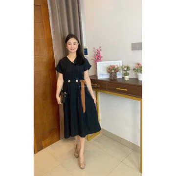 Meganshoping Gladys Dress Midi Casual Gaya Korea Fashion Wanita