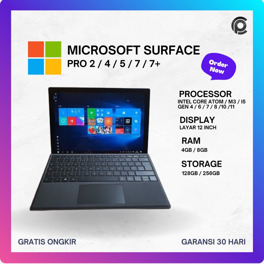 Microsoft Surface Pro Pro Pro Pro Pro 3i5 gen gen 10 Laptop  Tablet Bekas terawat Second Bergaransi