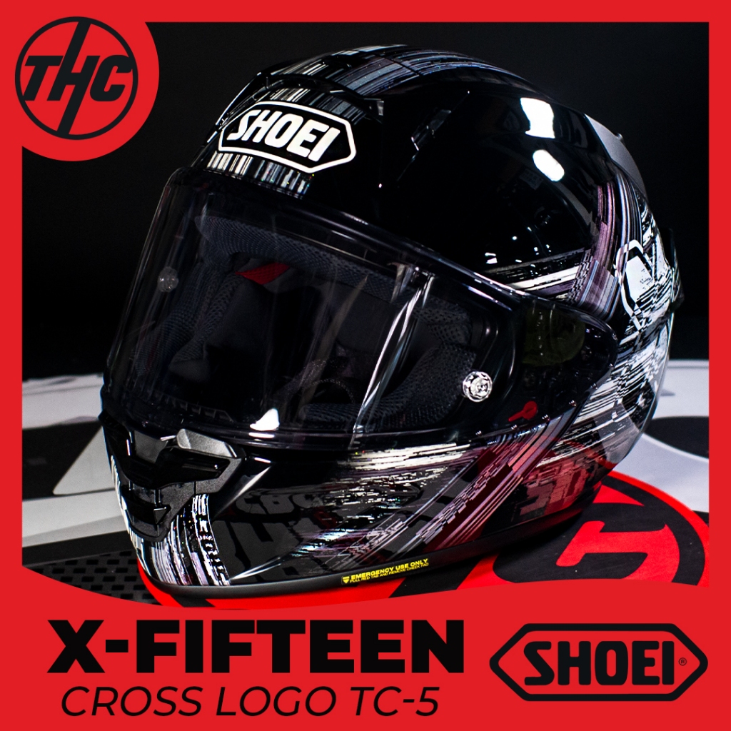 Jual SHOEI X15 CROSS LOGO TC5 BLACK WHITE ORIGINAL | Shopee