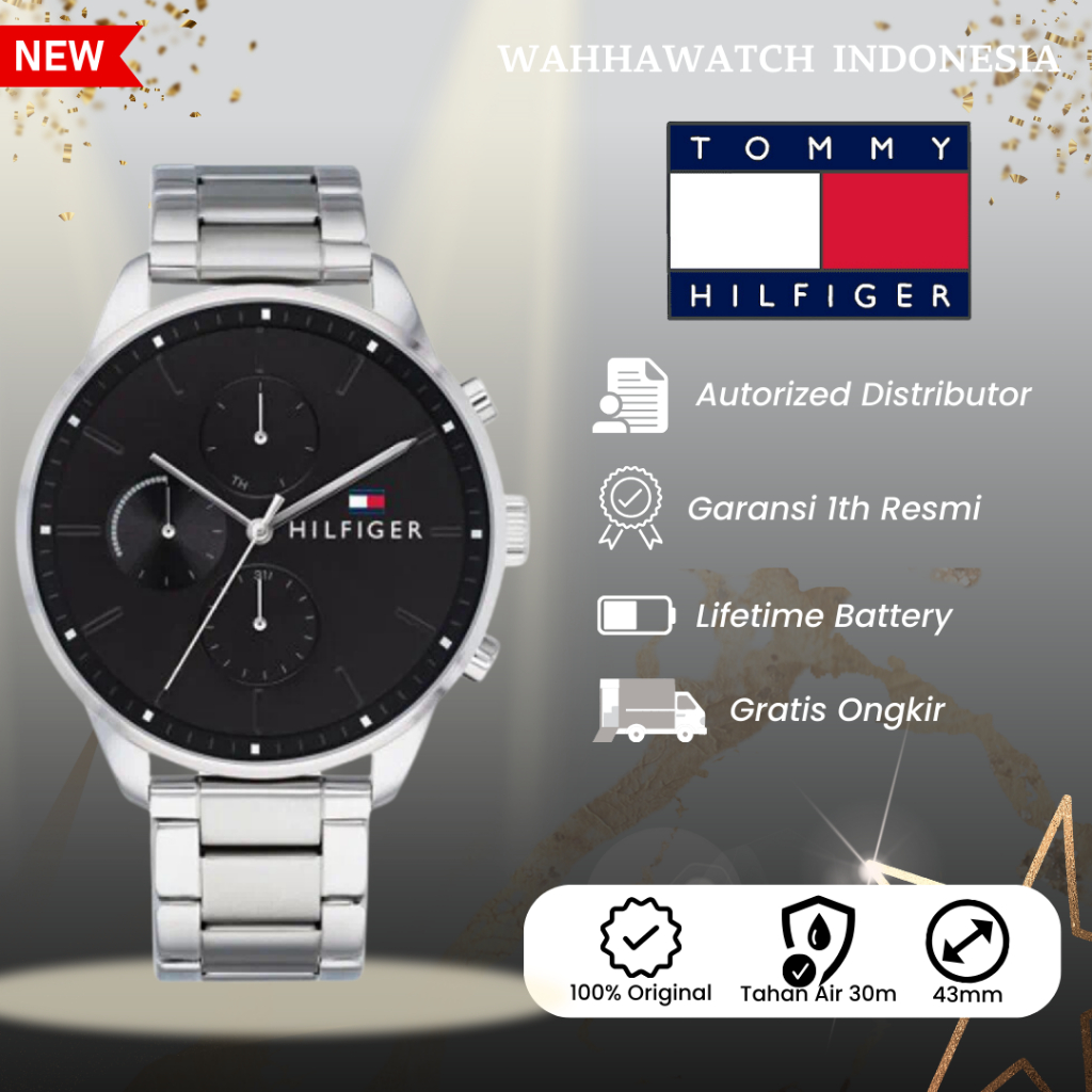 Jual ORIGINAL COD Jam Tangan Tommy Hilfiger Chase 1791485 Chase Black Steel BERGARANSI Shopee Indonesia