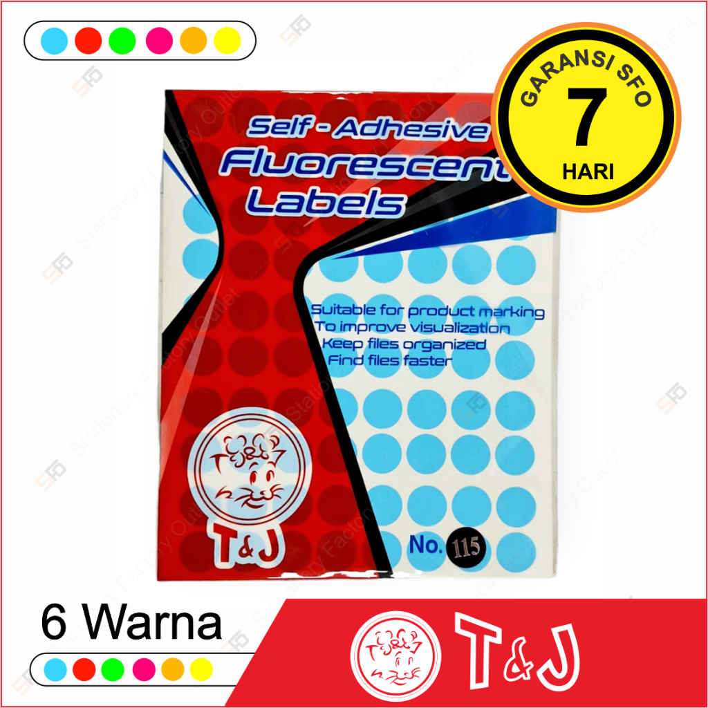 Jual Label Warna Fluorescent T&J 115 - Dot 17mm - SFO Semarang Official ...