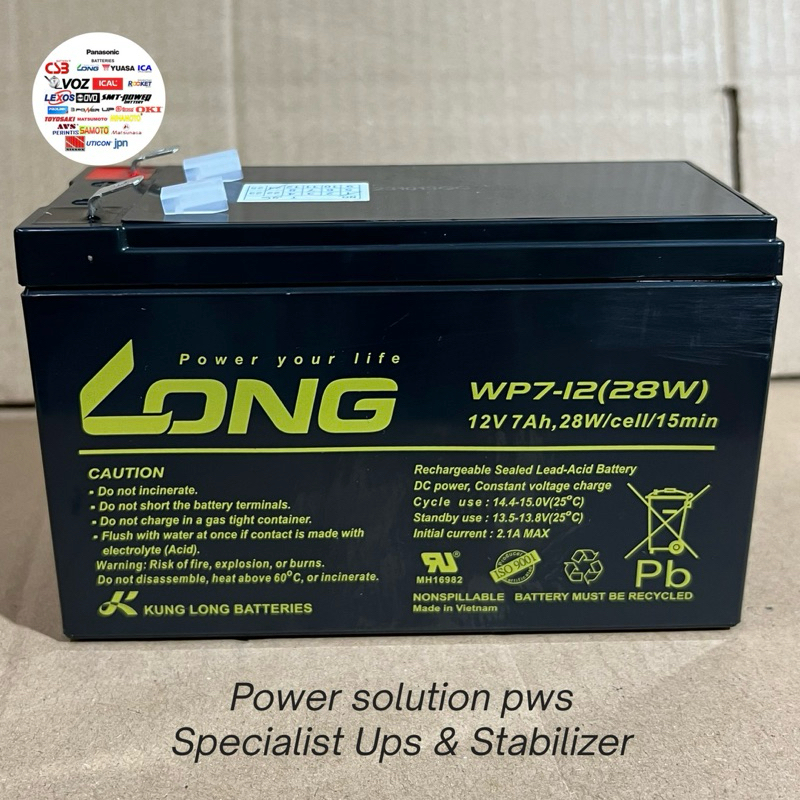 Jual Battery Long WP7-12 28W / WPS7-12 12V 7Ah Accu Aki baterai Ori Ups ...