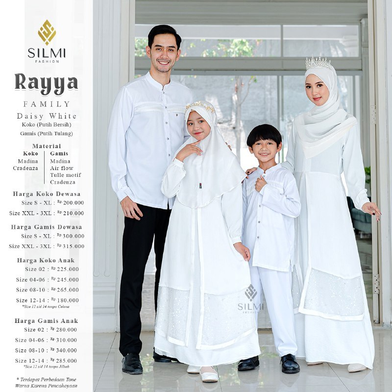 Jual Sarimbit Silmi Terbaru 2024 Rayya Family Daisy White Baju