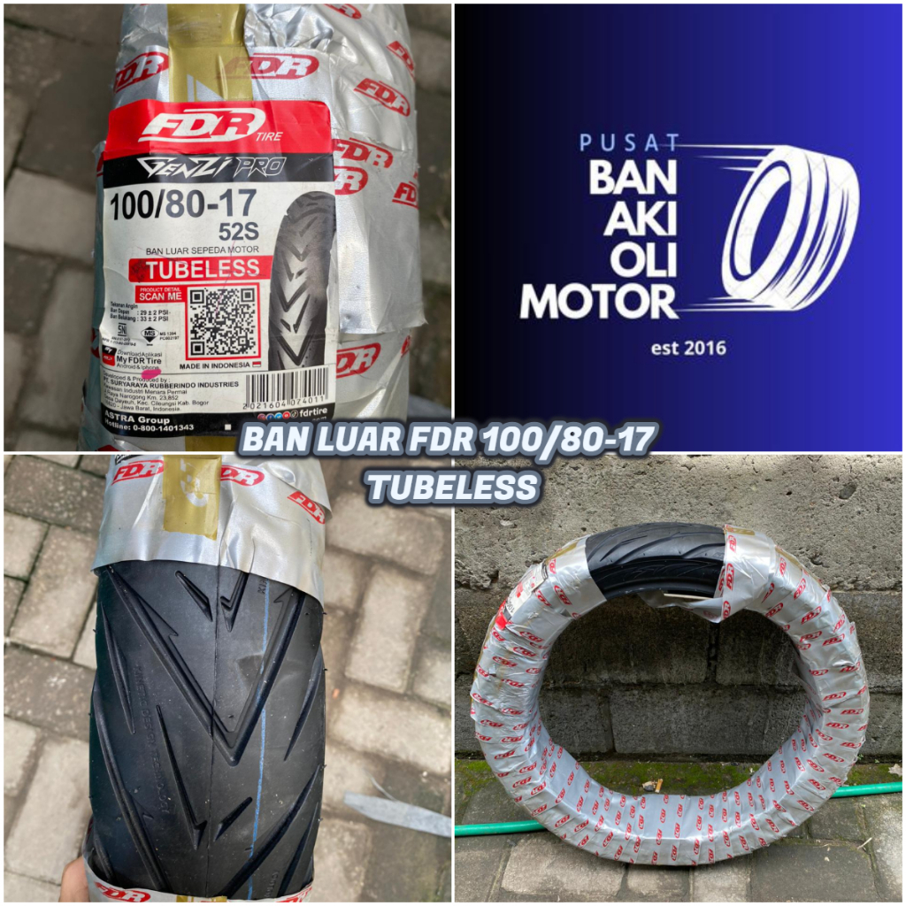 Jual BAN LUAR FDR 100/80-17 TUBELESS || BAN LUAR MOTOR RING 17 FDR 100/ ...