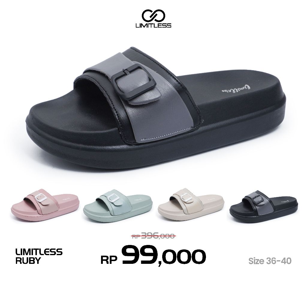 Jual Limitless Sandal Selop Wanita Ruby Casual Terbaru Sendal Cewek Slop Kekinian Korean