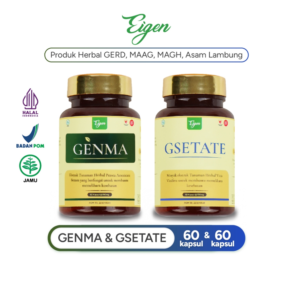 Eigen Bundle - Produk Herbal GERD, MAAG, MAGH, Detox Lambung dan Paru Gsetate dan Genma 60 Kapsul