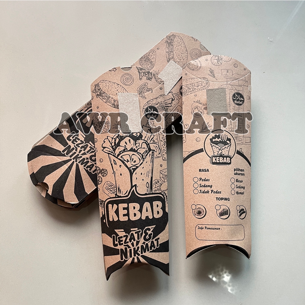 Jual Kemasan Kebab Motif Coklat Ukuran 24x9 cm Dilengkapi dengan ...