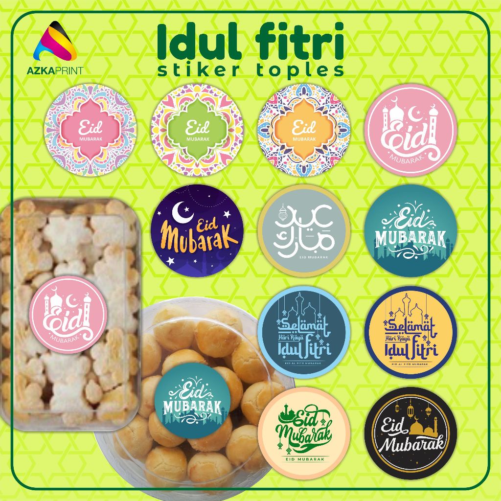 Jual Stiker Toples kue lebaran - stiker label idul fitri - sticker eid ...