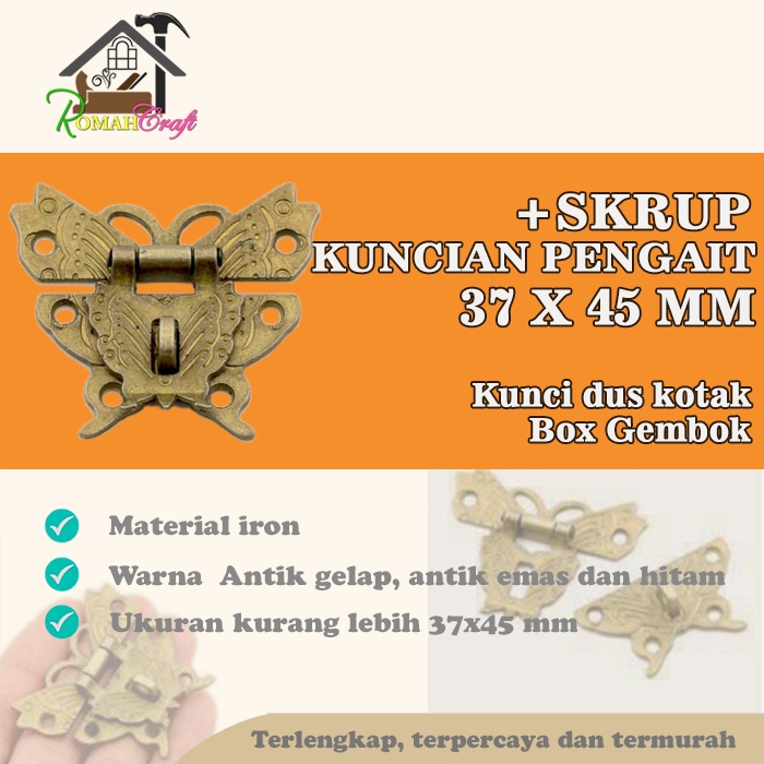 Jual +skrup Kuncian pengait 37x45mm Imp.S Kunci dus kotak box Gembok ...