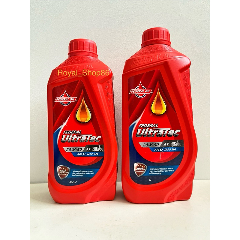 Jual Oli Federal Ultratec Sae 20w 50 800 Ml And 1 Liter Original Shopee