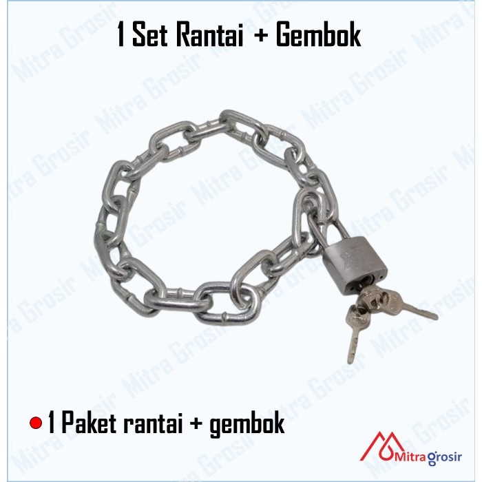 Jual Paket Gembok Rantai 1M + Gembok Kunci Rumah Pagar Sepeda Motor ...