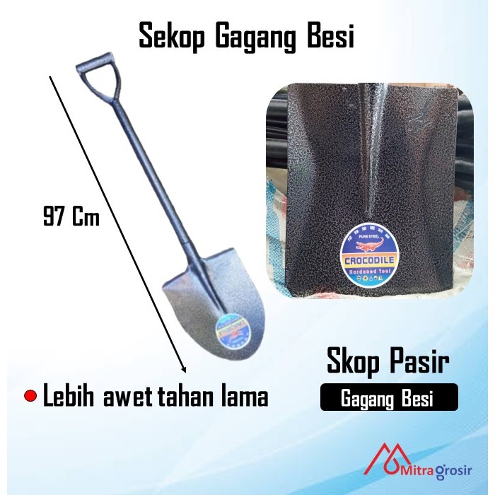 Jual Sekrop Pasir Skop Gagang Besi Lancip Rata / Sekop Pasir Crocodile ...