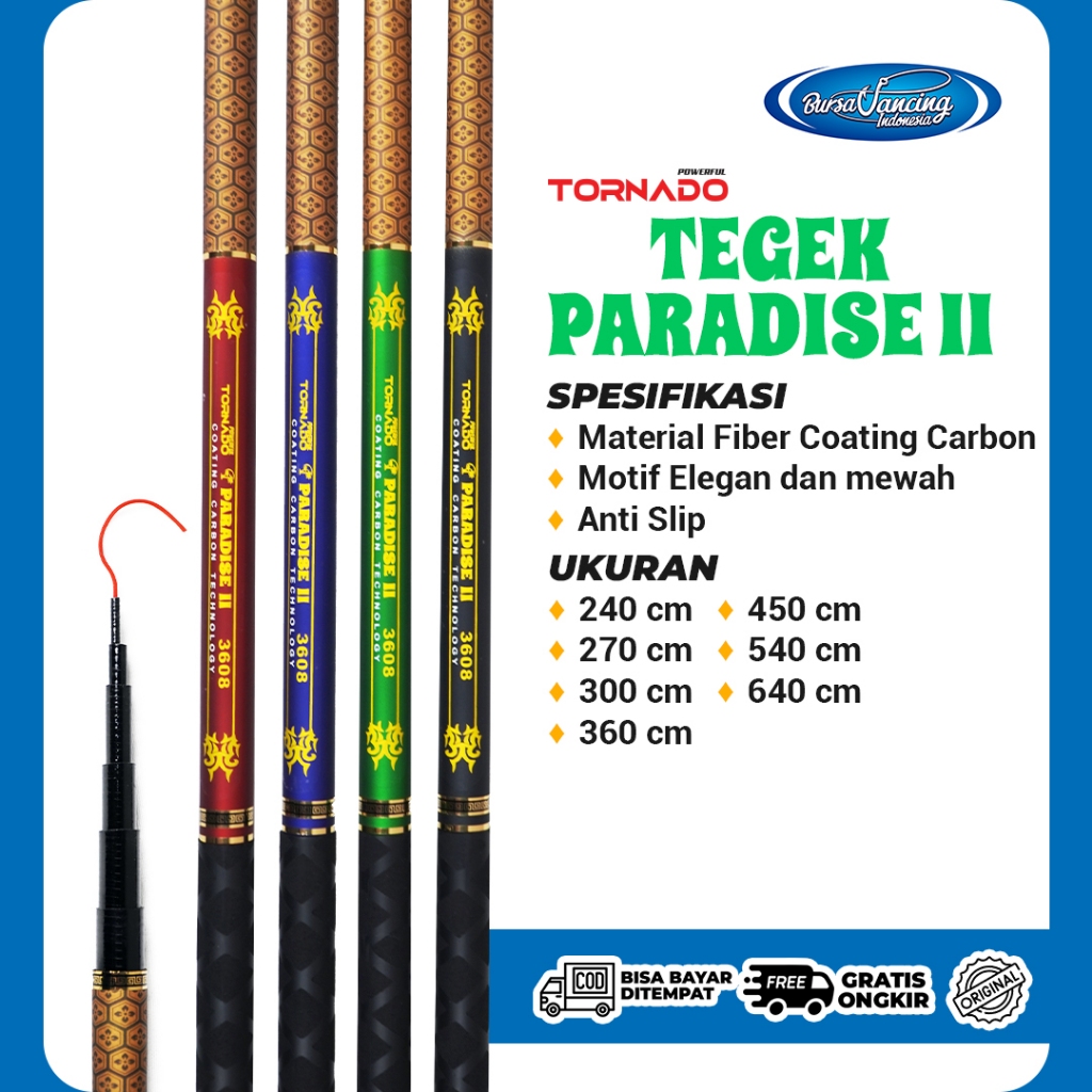 Joran Tegek Carbon 540 cm Bless Salmon Pole Ruas Pendek