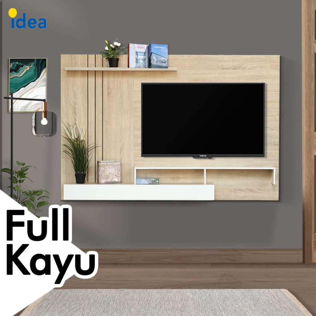 Jual Idea Wall Unit Kayu Rak Tv Gantung Buffet Tv Backdrop Tv Putih