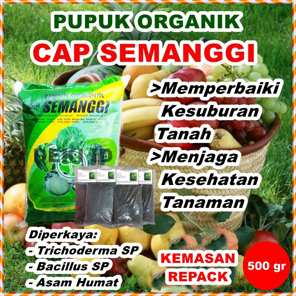 Pupuk Organik Cap Semanggi 500 gr Repack Plus Tricoderma Bacillus SP Asam Humat