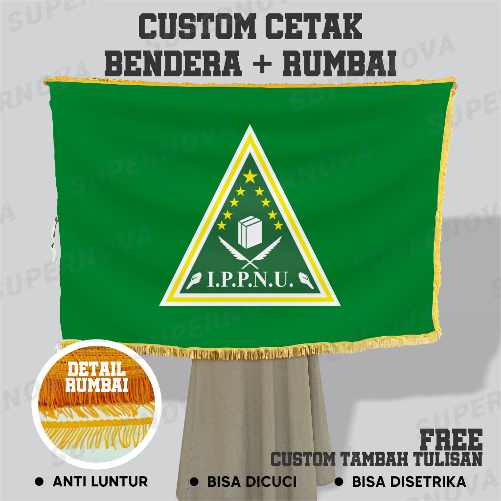 Jual bendera pataka ruangan IPPNU NU bolak balik 2 sisi plus renda ...