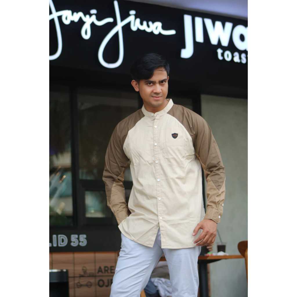 Jual KEMEJA KOKO KOMBINASI WARNA LENGAN PANJANG (COKSU DIBADAN