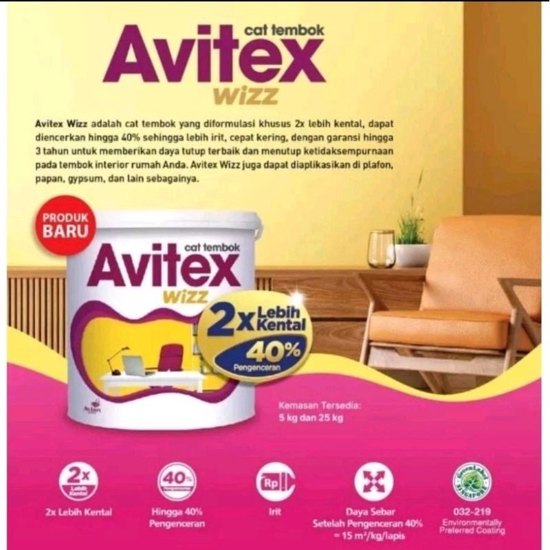 Jual Cat Tembok Interior Avitex Wizz Avian Brands 25 KG PAKET | Shopee ...