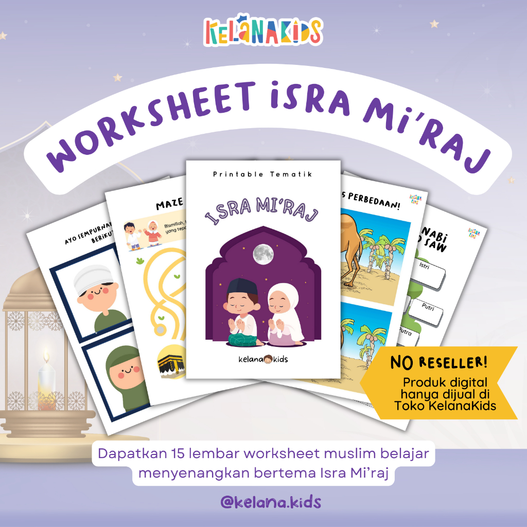 Jual Worksheet Isra Miraj 15 Lembar Kerja Anak Usia 6+ Printable ...