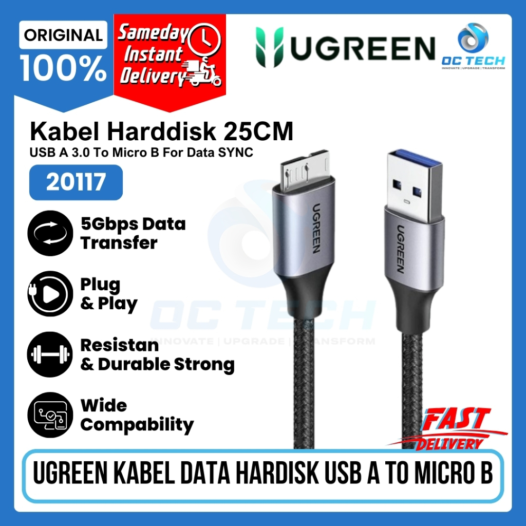 Jual UGREEN 20117 Kabel Data HDD Harddisk Eksternal USB A 3.0 To Micro ...