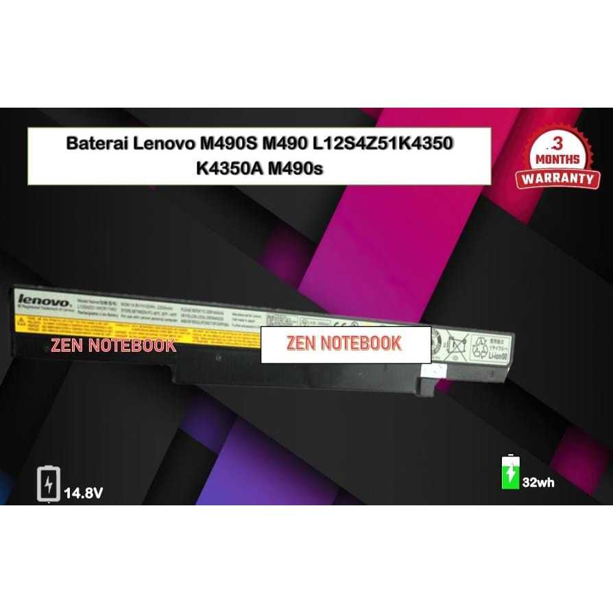 Jual BATERAI LENOVO M490S M490 L12S4Z51K4350 K4350A M490s | Shopee ...