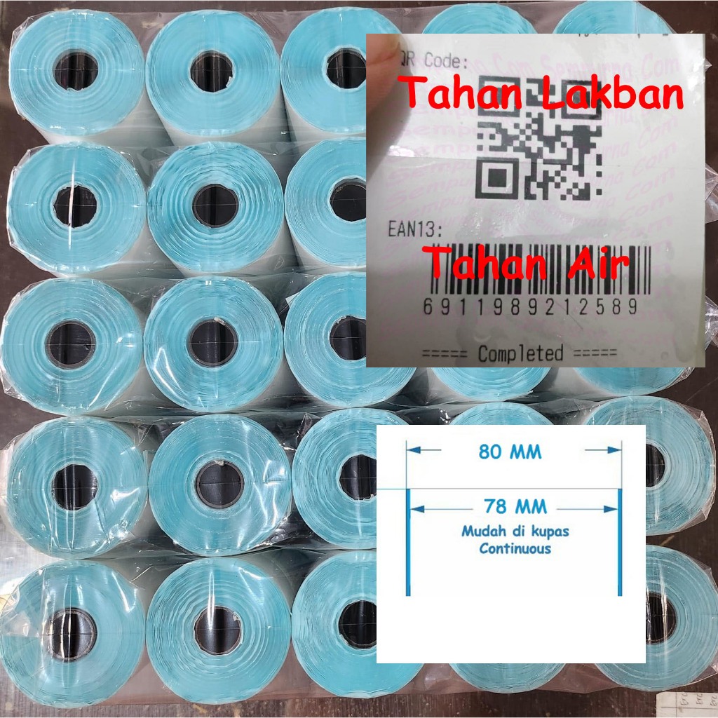 Jual Kertas Thermal Label Sticker Continuous Resi X X X Mm