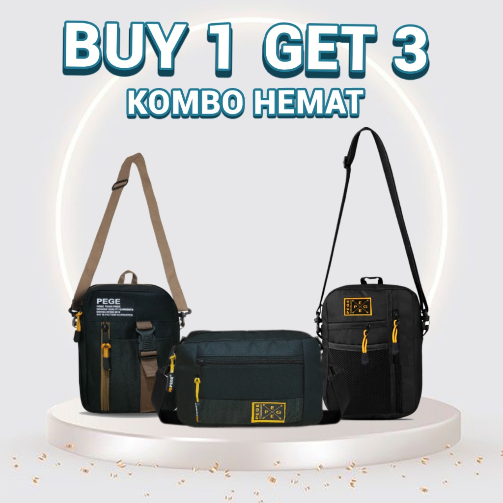 Jual Beli 1 Dapat 3 Tas Slempang Casual Pria PEGE KOMBO HEMAT Selempang