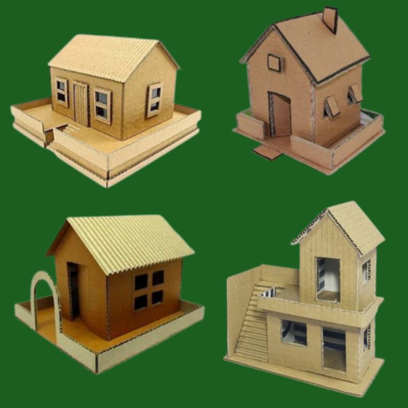 prakarya miniatur rumah dari kardus bekas