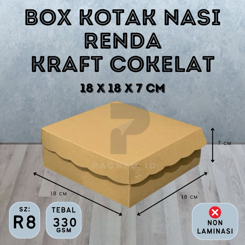 Jual Box Kotak Nasi (R8) Renda Kraft Cokelat ukuran 18x18x7 cm ...