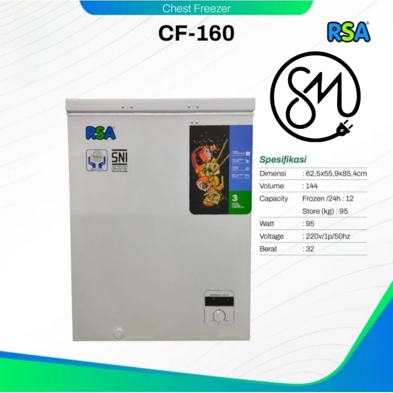 Jual Chest Freezer RSA CF-160 144 Liter CF160 Freezer Box | Shopee ...