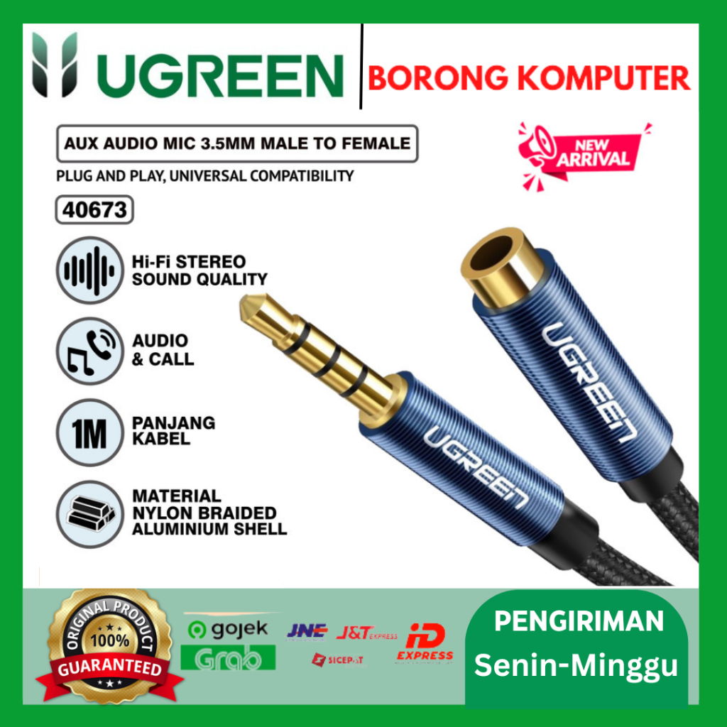 Jual Ugreen Kabel Aux Audio Extension Mm Trrs Male To Female Braided Meter Shopee Indonesia