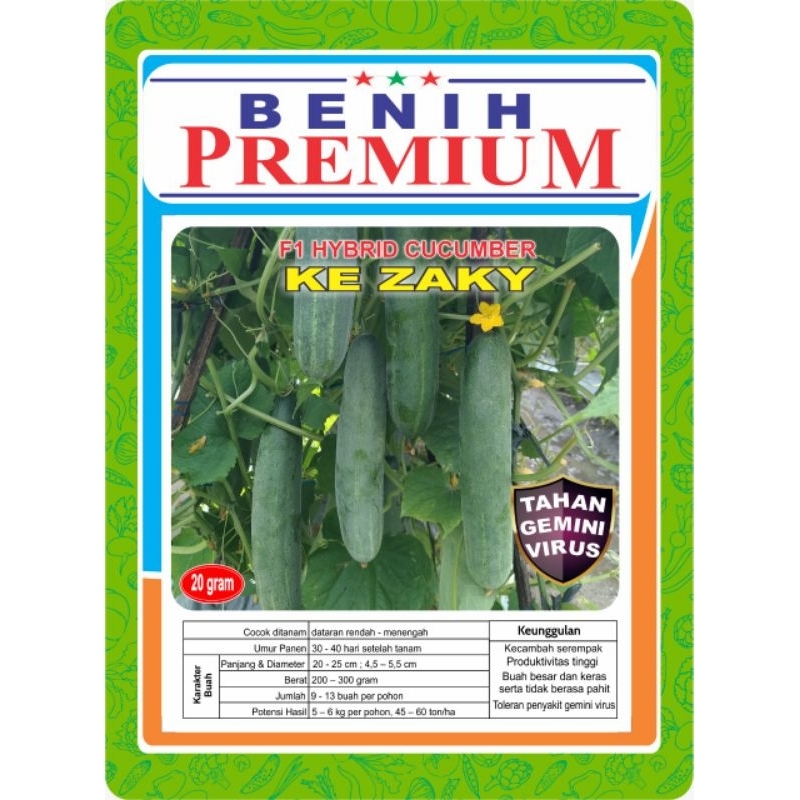 Jual Benih Timun BESAR LURUS Hibrida F1 KE ZAKY 20 gram (-+ 880 biji ...