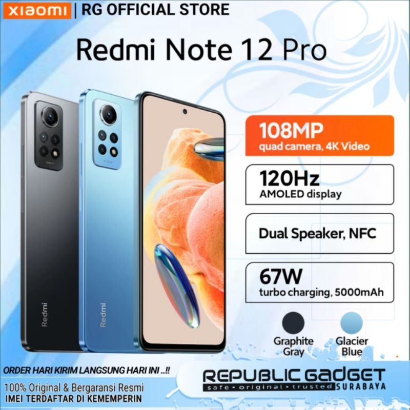 Jual Xiaomi Redmi Note 12 Pro 4G Ram8/256Gb New Segel Original Garansi ...