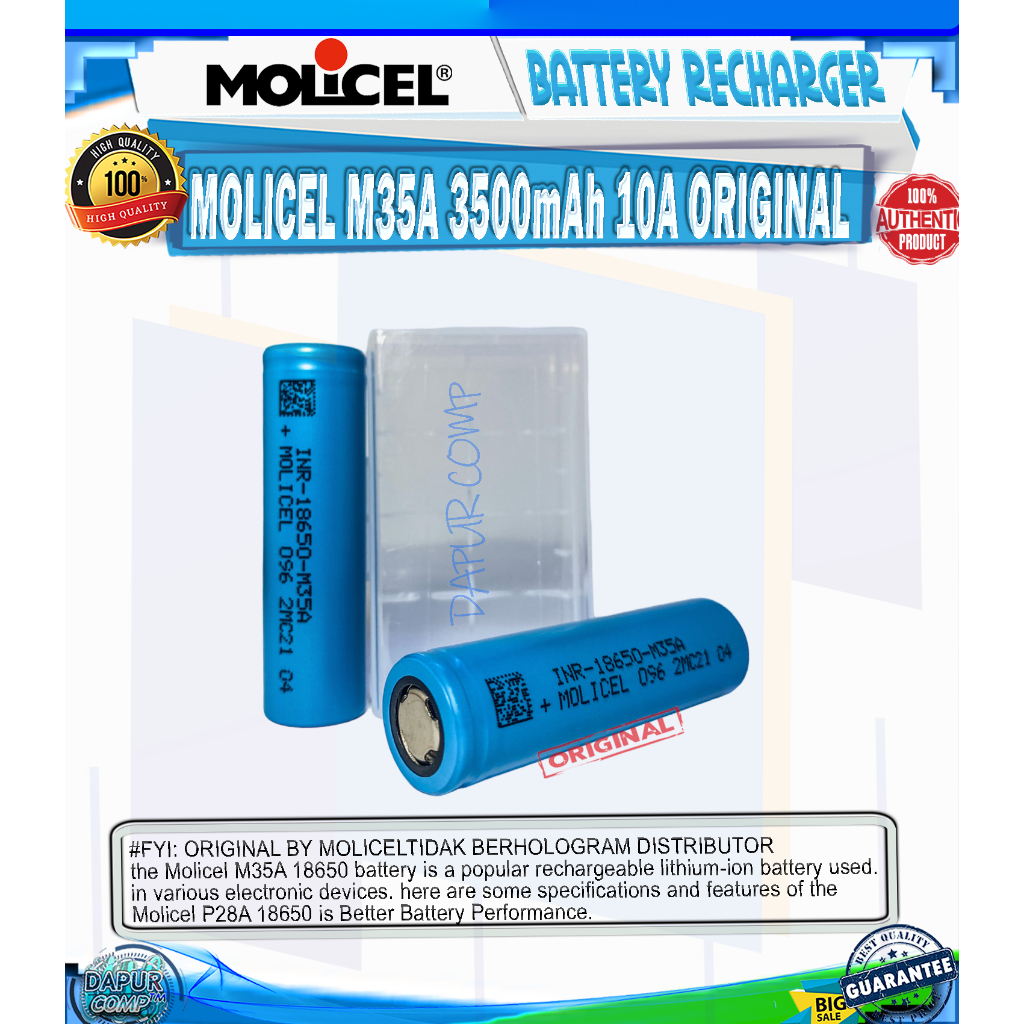 Jual MOLICEL M35A 18650 3500mAh 10A ORIGINAL BY MOLICEL | Shopee Indonesia