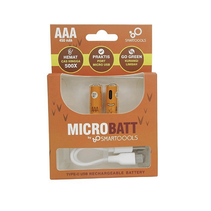 Jual Baterai Cas Isi Ulang 2pcs Smartoools MicroBatt AAA 1.2V Micro USB ...