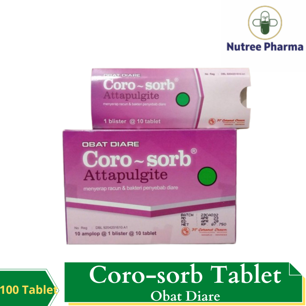 Jual ⚡murah And Dijamin Ori⚡ Coro Sorbcoro Sorb Corosorb Isi 100 Tablet Obat Untuk Diare 2443