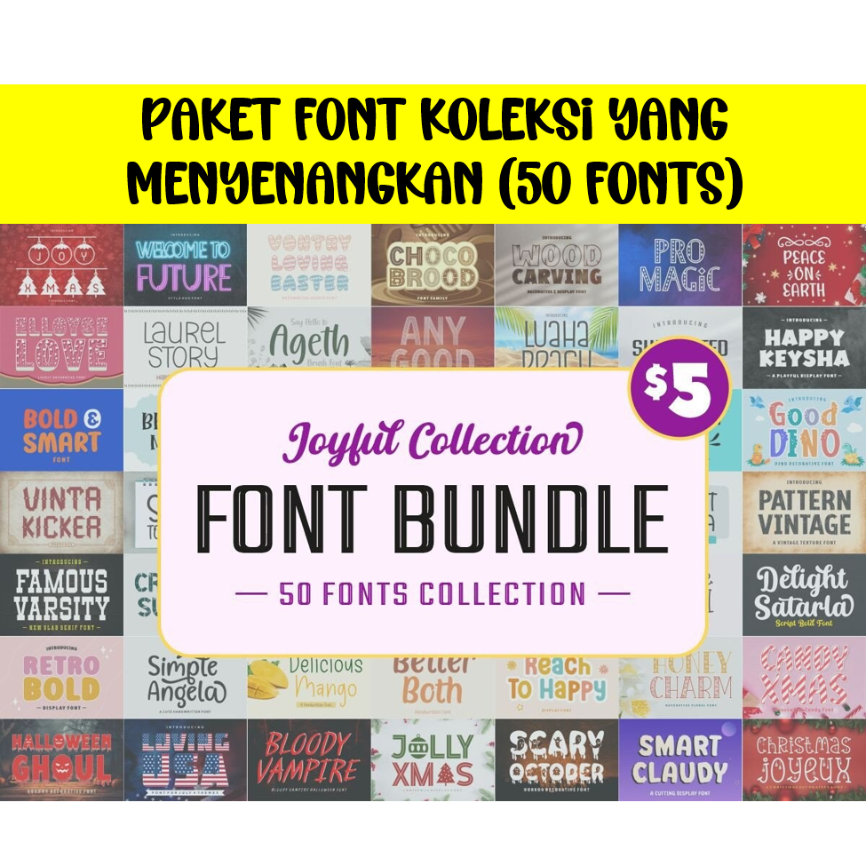 Jual Paket Font Koleksi yang Menyenangkan (50 Fonts) | Shopee Indonesia