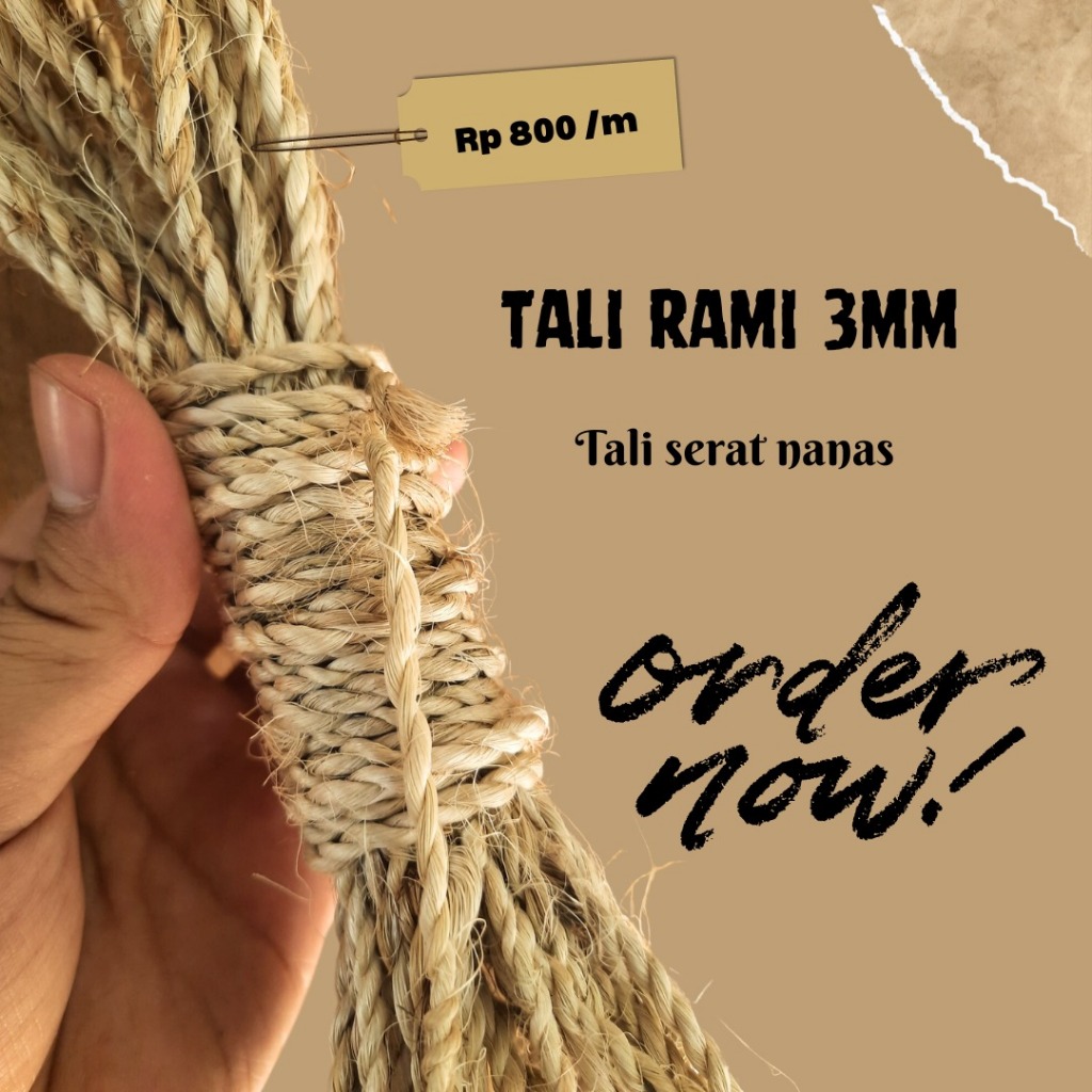 Jual Tali Rami / Tali Serat Nanas ukuran 3mm meteran | Shopee Indonesia