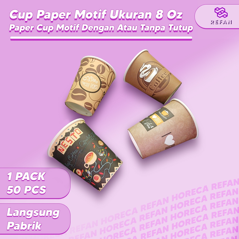 Jual Hot Paper Cup Motif Coffee Gelas Kertas Kopi Tutup Ukuran 8ozgelas Kertas Tahan Panas 4055