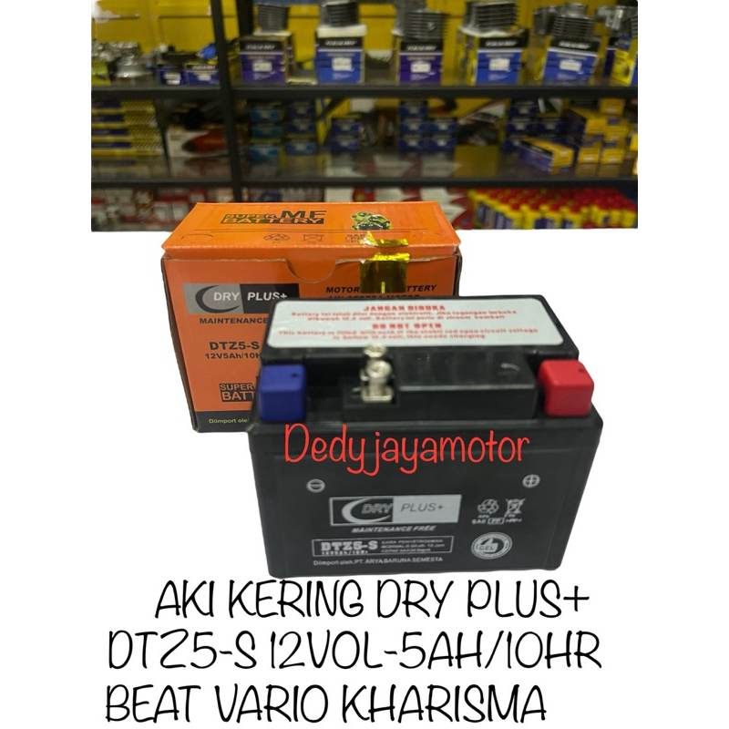 Jual AKI KERING MOTOR BEAT VARIO SCOOPY DRY PLUS+ DTZ5-S 12Vol/10Hr