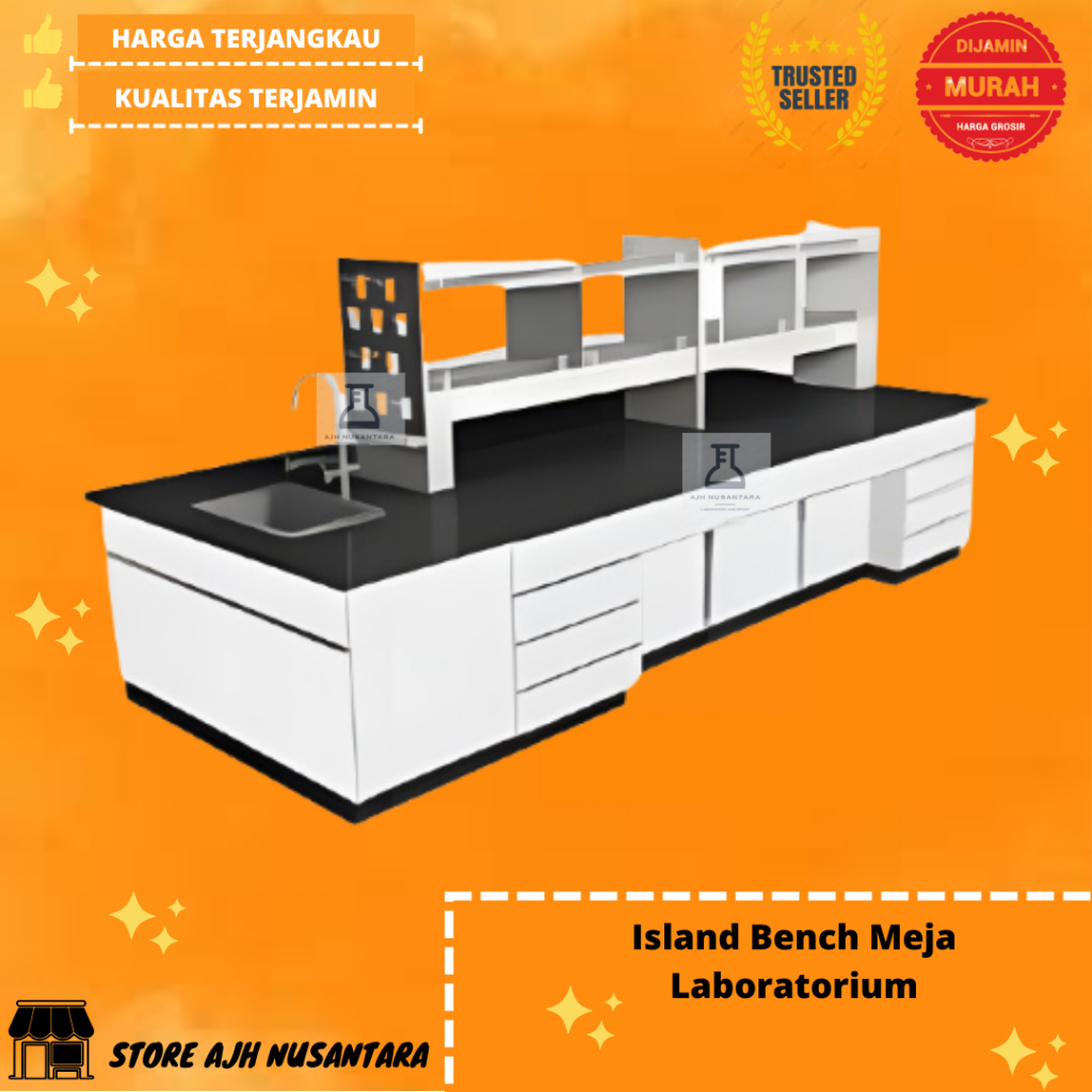 Jual Meja Laboratorium Island Bench Phenolic Resin 2400x1200x850mm