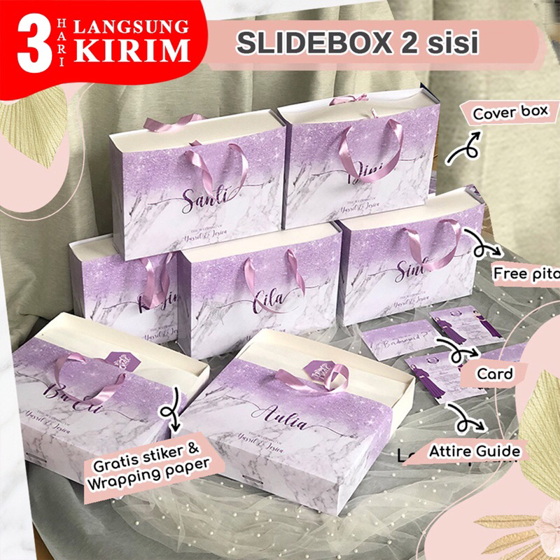 Jual SLIDEBOX 2 sisi// SLIDING BOX - Bridesmaid box Tas Wedding ...