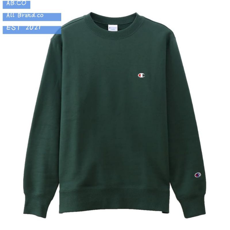 Crewneck Champion Original Basic Green Full Tag Label Unisex Sweater Champion