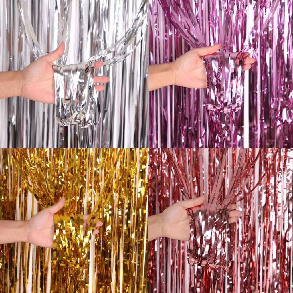 MS.PARTY TIRAI FOIL ULANG TAHUN BACKDROP ULANG TAHUN / BANNER PESTA / RUMBAI FOIL /  TIRAI FOIL  MURAH