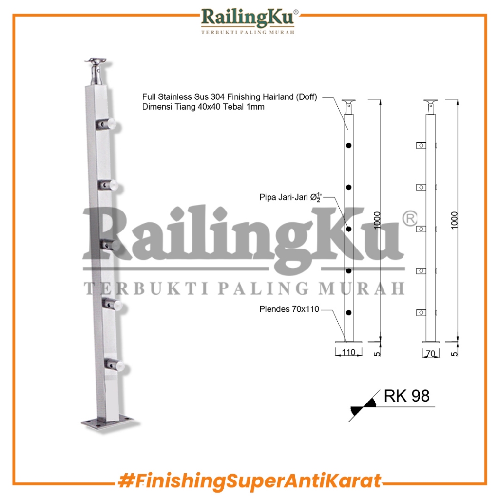 Jual NEW RAILING : Railing Tangga Stainless Milenials Desain Tiang ...