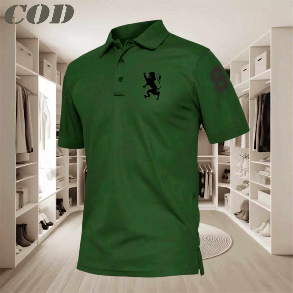 Jual Promo [ Cod ] Kaos Kerah Polo T Shirt Singa 8 Text Hitam Kaos