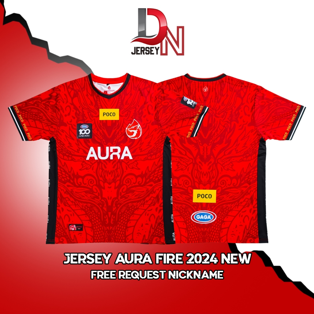 Jual Jersey Baju Kaos Aura Fire Terbaru Free Custom Nickname Shopee Indonesia